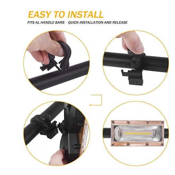 Polkupyörän valo USB ladattava, LED-pyörän etuvalo, IPX6