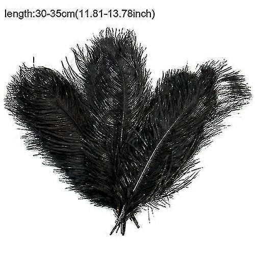 1~50-pakning 30-35 cm store strutsefjær, pyntefjær til bryllup og fest Black 1pcs