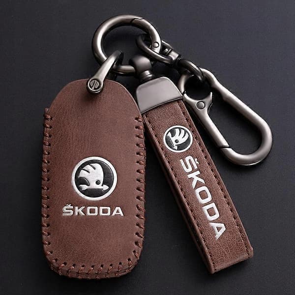 Skoda Nøglering i Metal og Læder
