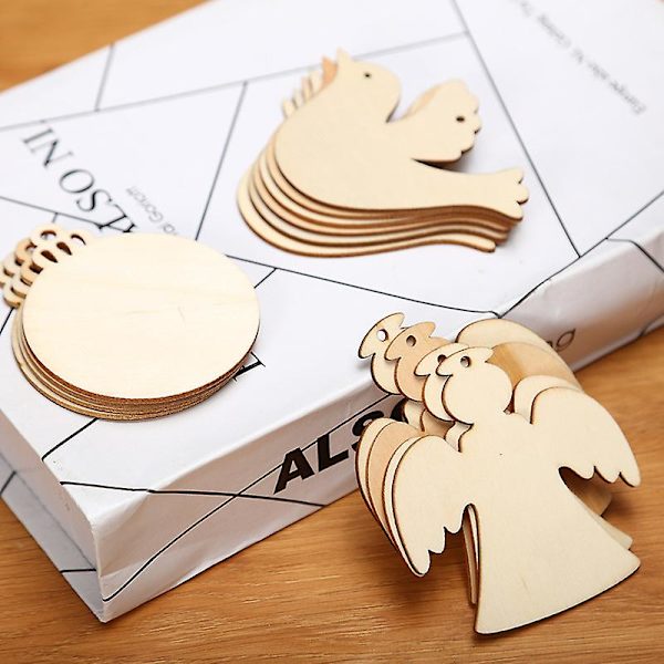 50 st Trähantverk att Måla Julgranshängen Obehandlade Träutskärningar Jul (ängelutskärningar) 100PCS