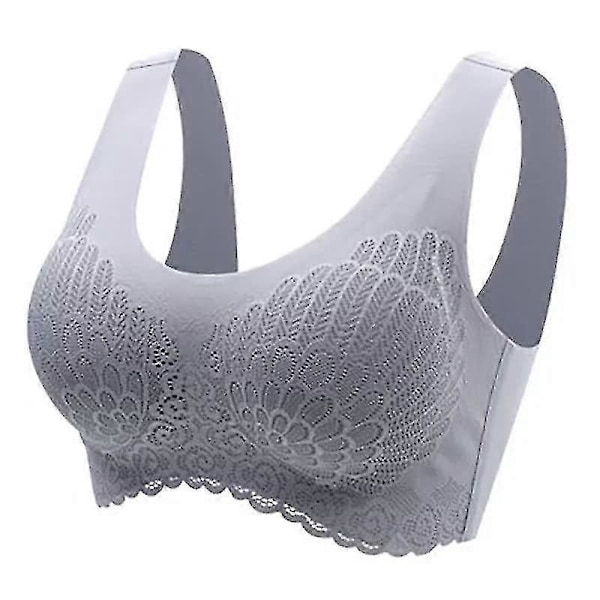 Latex Underkläder Sömlös Andningsbar Bygel Vacker Rygg Sport-BH Push-up Anti-häng Grå XL Gray
