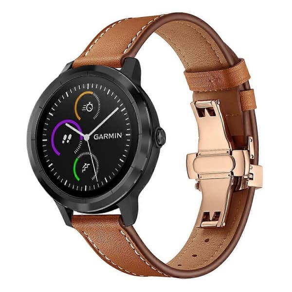 [LCS]20mm Top-layer koskind ægte læder urrem erstatning til Garmin Vivoactive 3 Vivom Multicolor Rose Gold+Brown