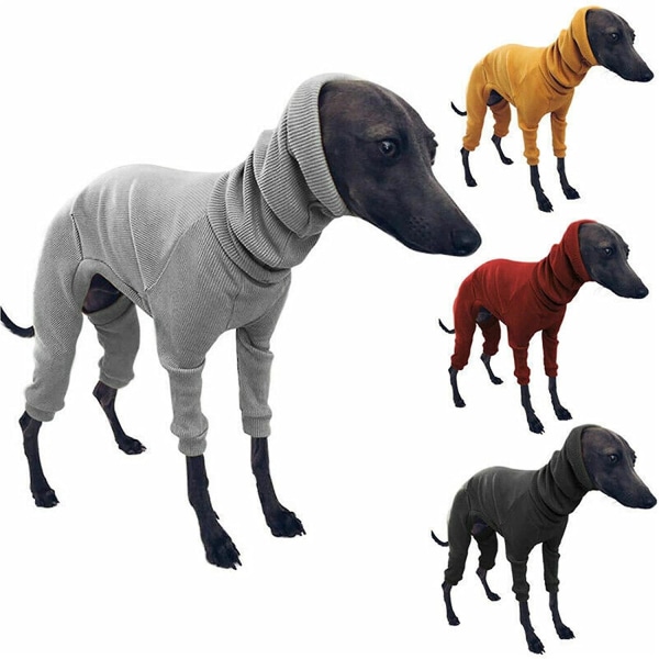 Vinter Dog Coat Jacka Tight Dog Hoodie Dog Jumper Sweater för Greyhound Whippet Black 2XL