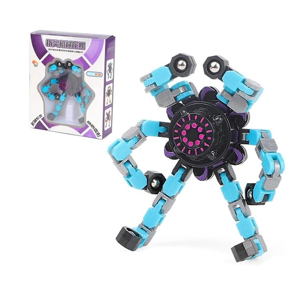 Vriden och Deformerad Robot Rolig Fidget Spinner Sensorisk Leksak Blue