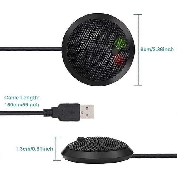 [LCS] Konference USB-mikrofon, omnidirektionel kondensator PC-mikrofon med mute-knap LED-indikator, plug Black
