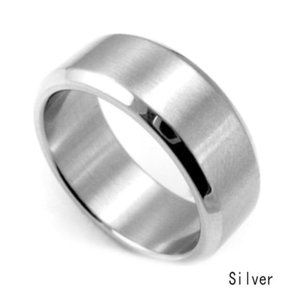 Ringband i rostfritt stål Titan Silver Svart Guld Män storlek 8 till 11 Bröllop Silver 11