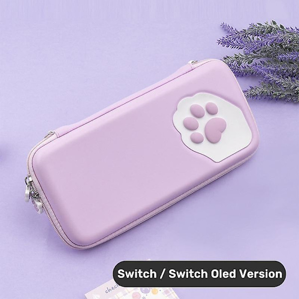 Söt kattklo förvaringsväska för Nintendo Switch, bärbar förvaringsväska hårt skal för Nintend Switch Lite, konsolskydd Purple for switch