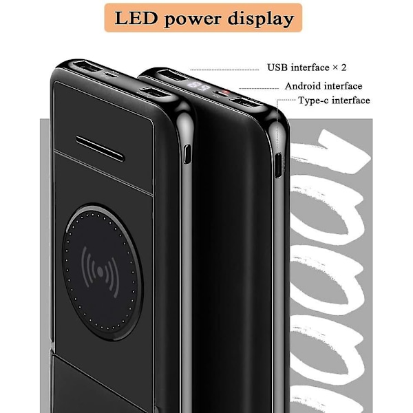 Qi 10000mah trådlös laddare, externt batteri med hög kapacitet för