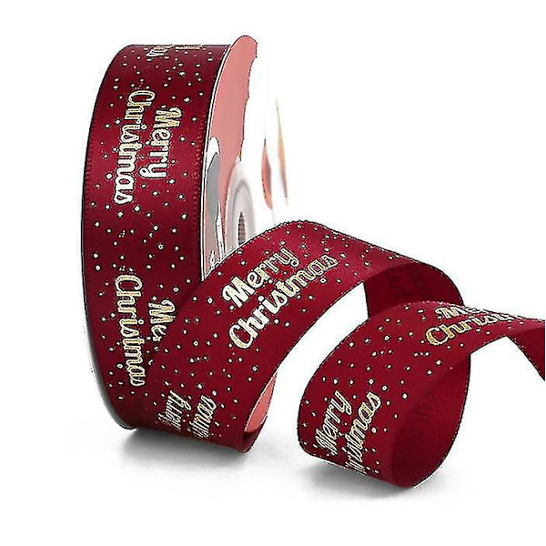 Joulu Nauha 2,5 cm x 22 m Joulukuusen Nauhat Lahjapaketointiin red