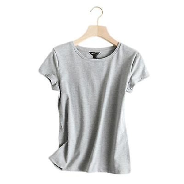 Ny enfärgad Basic rundhalsad smal kortärmad t-shirt dam gray L