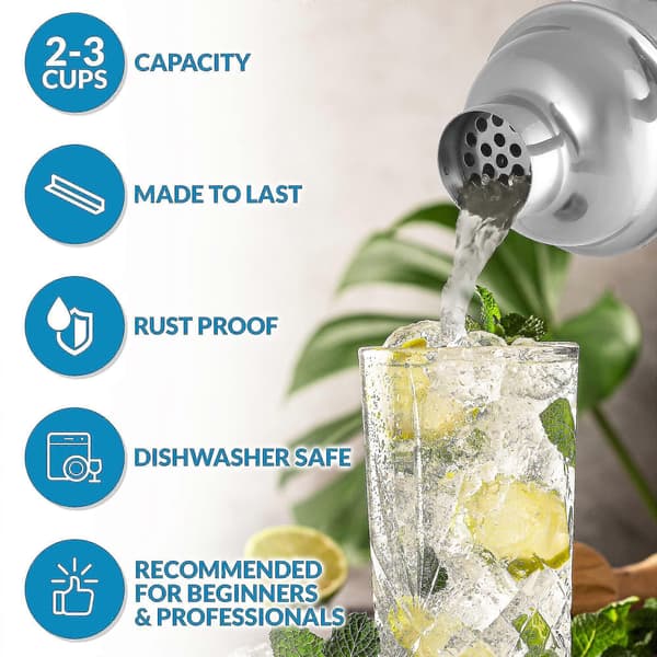 Xh 24oz Cocktail Shaker Sæt - Drink Mixer Sæt i Rustfrit Stål med Jigger & Cocktailske