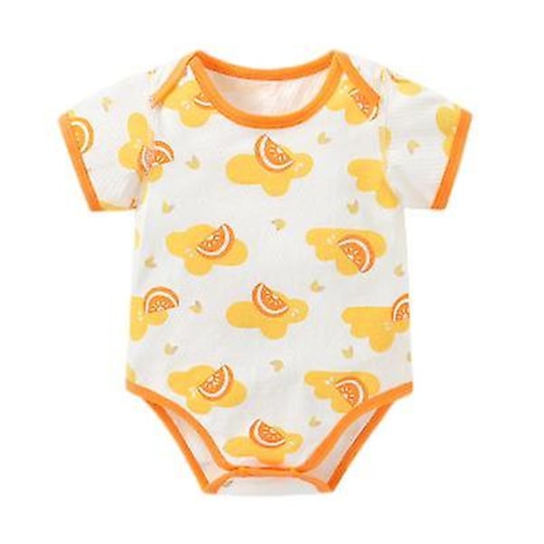 Baby kortärmad benlös bodysuit Orange full printing 66cm