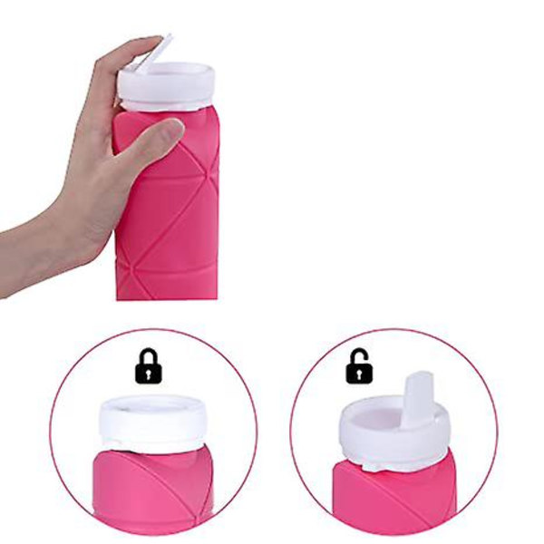 Hopfällbara vattenflaskor, läckagesäker återanvändbar resevattenflaska pink