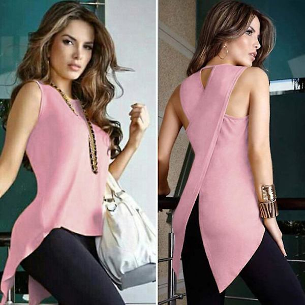 Ermeløse topper for kvinner, ujevn kant, ryggløs, slim fit, avslappede topper for sommeren 3XL