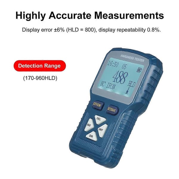 LS-200 Høypresisjons Leeb Hardhetstester Metall Hardhetstest Digital Durometer 360° HLD HB HV HS HRA HRB HRC Testing