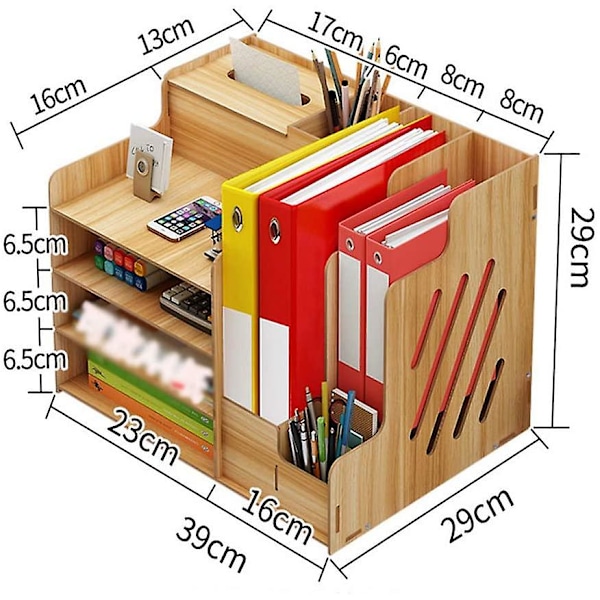 Stor Kapacitet Skrivebordsopbevaringsboks Penholder / Bogreol I Sort 39x29x28 Cm