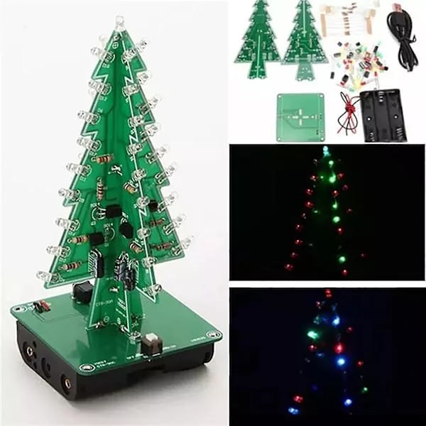 Julepynt DIY juletre LED blinkende sett 3D elektronisk