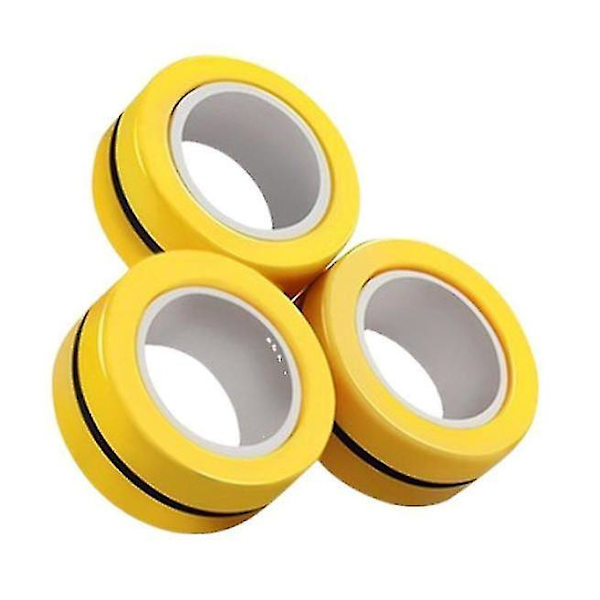 3 kpl Magneettiset sormirenkaat Fidget-lelut, stressiä ja ahdistusta lievittävä taikarengas (keltainen)