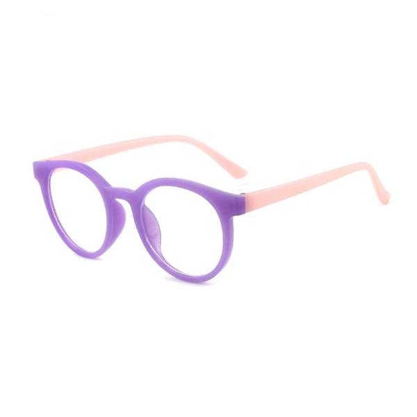 Anti-strålningsglasögon för barn Anti-blått ljus rund ram barnglasögon Purple Frame Pink Legs