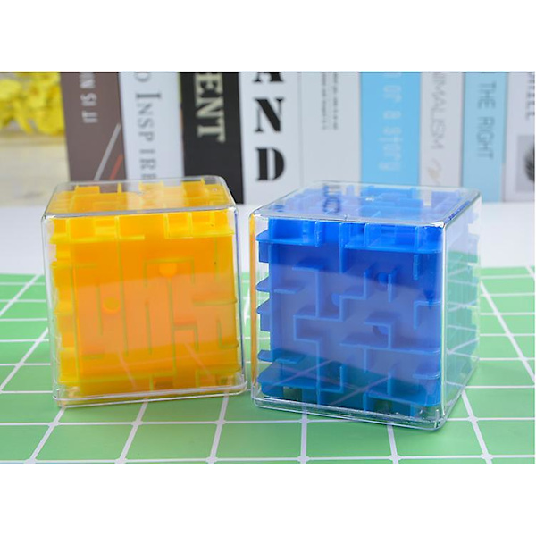 3D Labyrint Magisk Speed Cube, Transparent Sexsidig Pussel, Rullande Bollspel blue