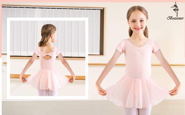 [LCS] Flickors långärmad balettdräkt dans Tutu-klänning rosa Pink 110 cm