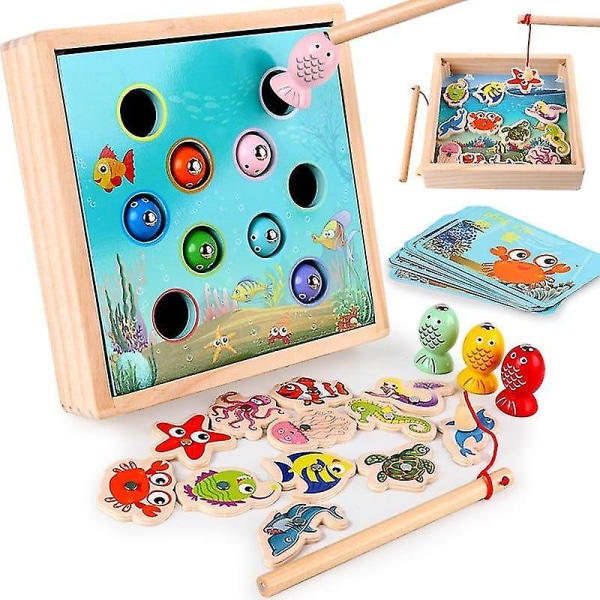 3d Fisk Baby Barn Pedagogiska leksaker Träleksaker Magnetiska spel Leksaker Spel Fiskeleksaker