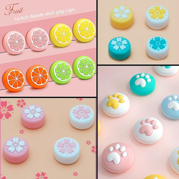 Rosa sakura katt silikon analog tumgrepp skydd för Nintendo Switch/Lite NS Joy-Con handkontrollspakar skydd för Joy Con-överdrag Skyellow2
