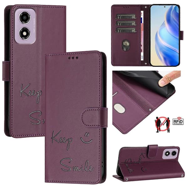 [LCS]Läderfodral kompatibelt med Motorola Moto E14 Violet