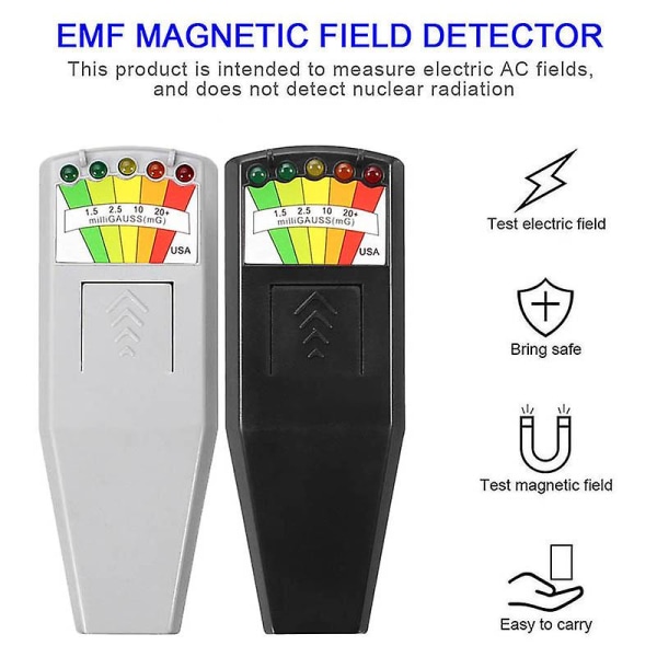 Emf Meter Magnetfältsdetektor med 9v batterier Spökjakt Paranormal utrustning Black