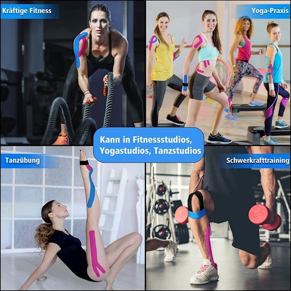 Kinesiologitape - 3 ruller, blanding av 5m x 5cm hver, vanntett sportstape - Perfet
