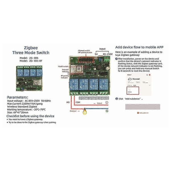 4-kanavainen Tuya ZigBee -älykytkinmoduuli