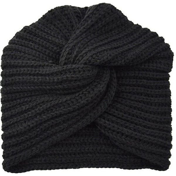 [LCS] Kvinnor Vinter Varm Stickad Mössa Ull Snö Skidmössor Med Visir Svart black