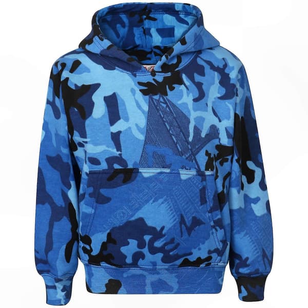 [LCS]Ensfarget unisex hettegenser med joggebukse Camo Blue 5-6 Years