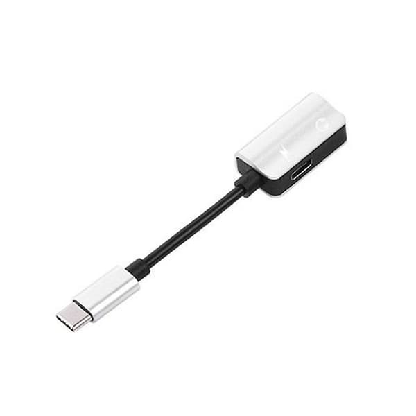 [LCS] USB-C Type-C til 3,5 mm Jack Aux Hodetelefon Lydsplitter Ladeadapterkabel Silver