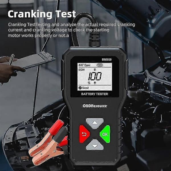 Bm550 Bilbatteritester 6v 12v 24v 100-2000 2ah-220ah Batterisystem Deteksjon Automatisk Batterianalysator