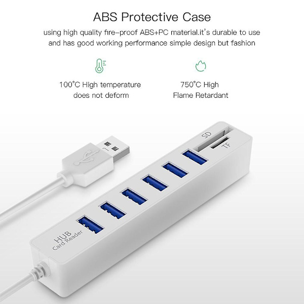 Mini USB-hubb 3.0 Multi USB 3.0-hubb USB-splitter 3-portars hubb med TF-kortläsare 6-portars 2.0 Hab-adapter för PC-tillbehör Ny