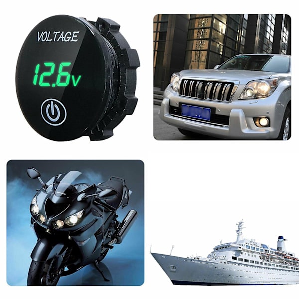 Bil Voltmeter Mätare Volt Spänningsmätare Display White