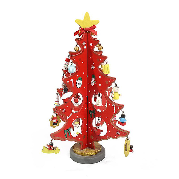 Mini Julgran i Trä för Bordsdekorationer red