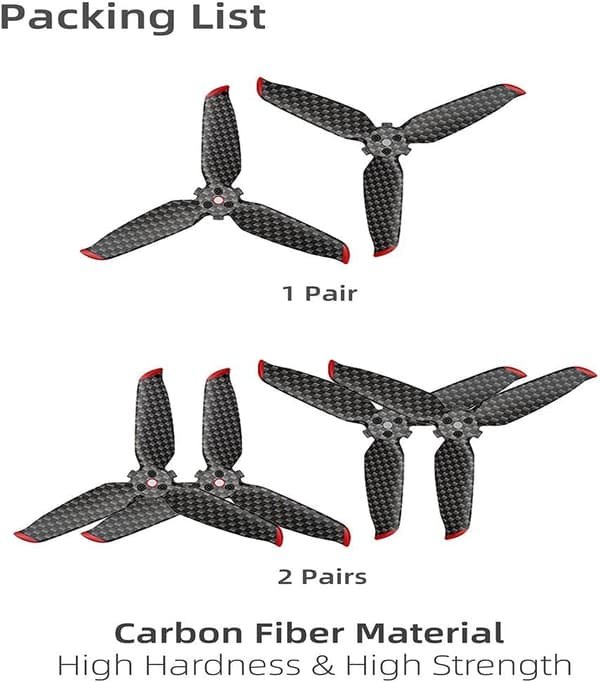 [LCS] 2 par kulfiberpropelblade til DJI FPV - Droner hurtigudløserpropeller - Støjsvage propeller - 4-bladet propel - Dronepropel
