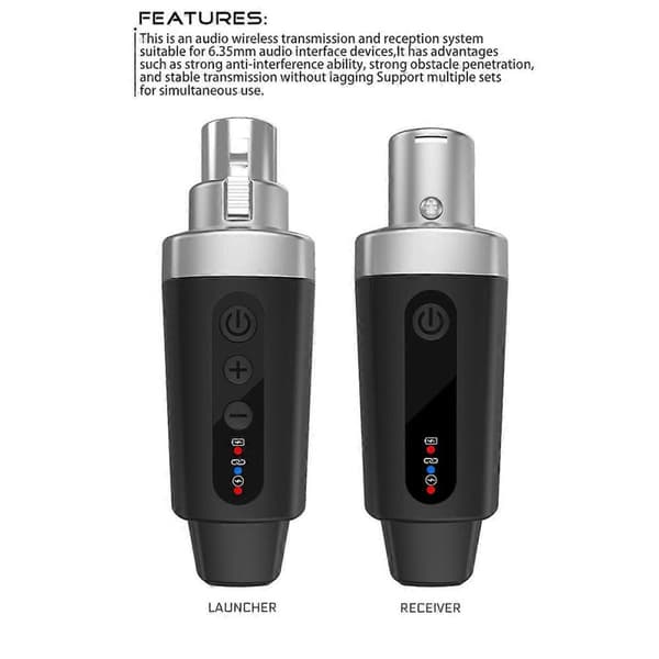 2X Nytt XLR-adaptersystem Trådløs Mikrofon Sender Mottaker for Dynamisk Mikrofon Gitar Aud