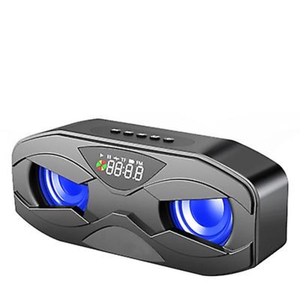 Bärbar trådlös Bluetooth-högtalare för utomhusbruk, dubbla högtalare, subwoofer, LCD-display black