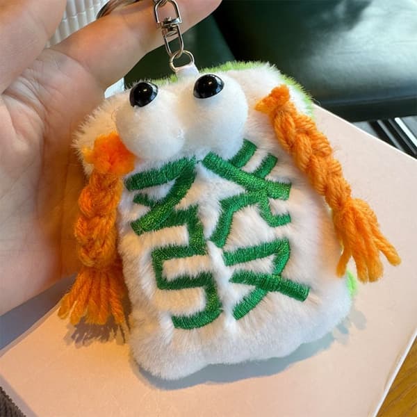 Mahjong-avaimenperä, pehmonukke, riipus, VIHREÄ green