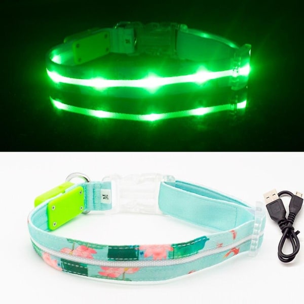 Ipx7 anti-lost vattentätt led-hundhalsband USB laddningshalsband Pattern 1 L neck 49-70cm