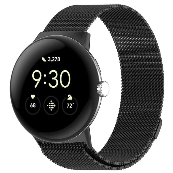 [LCS]Til Google Pixel Watch 3 45mm Milanese Bånd Rustfrit Stål Magnetisk Mesh Urrem Multicolor Black