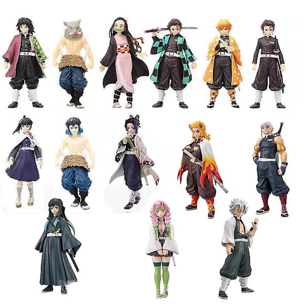 Demon Slayer Leksaker 1/5/6st Valfria Cartoonmodeller Animefigurer Minifigur Samlarobjekt För Human Face Hashibira Inosuke