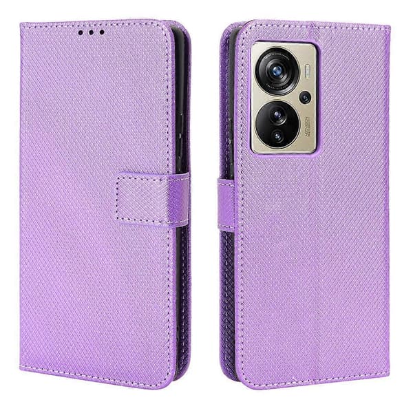 Diamanttexturerat läderfodral för ZTE Axon 40 Pro Purple