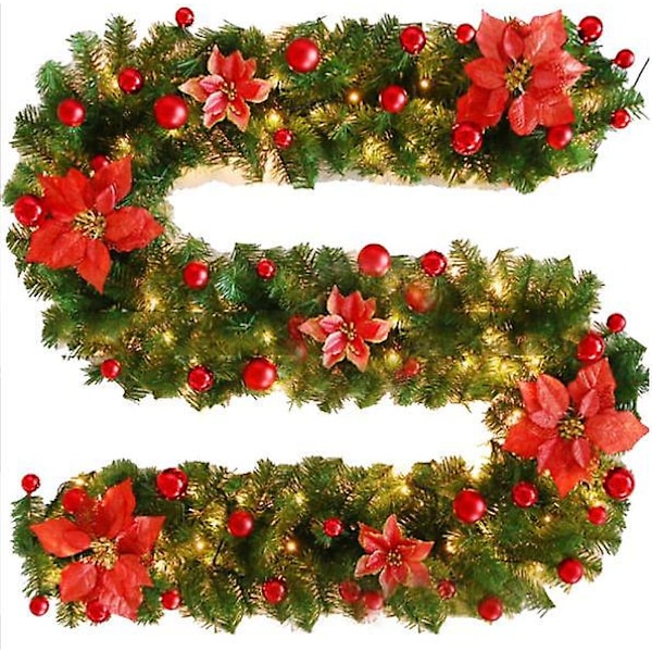 Juleguirlande med lys til julebryllupsfestdekoration Red with LED