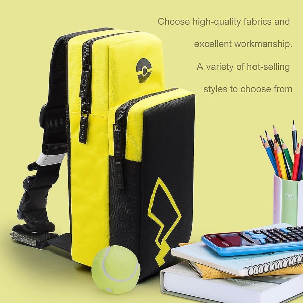 Creative Resväska För Nintendo Switch / Switch Lite, Sling Backpack För Switch Tillbehör Black Yellow