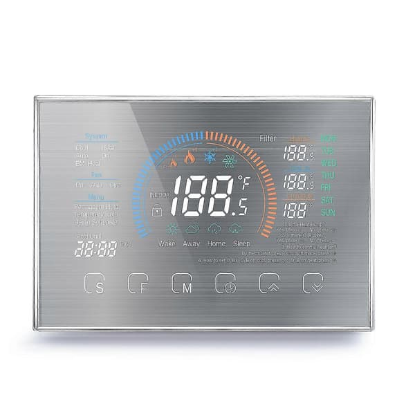 [LCS] Varmepumpe Rumtermostat Temperaturregulator 4,8 Tommer Farve LCD Silver Without WiFi