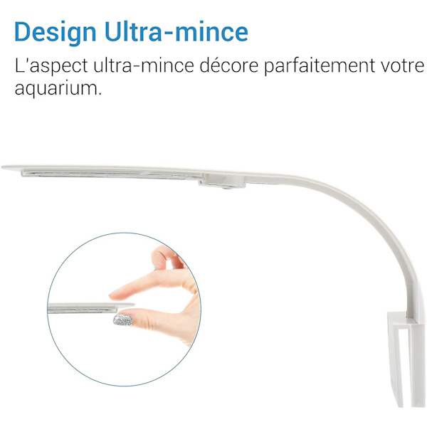Ultra-tynd LED-lampe til små akvarier, Mini akvarieklemmelampe, 10w (hvid)